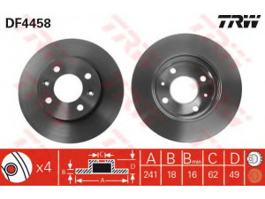 TRW DF4458 stabdžių diskas 
 Stabdžių sistema -> Diskinis stabdys -> Stabdžių diskas
517120X500, 5171207500