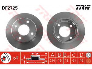 TRW DF2725 stabdžių diskas 
 Dviratė transporto priemonės -> Stabdžių sistema -> Stabdžių diskai / priedai
4020627B01