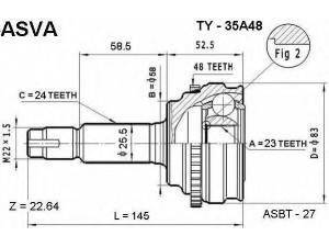 ASVA TY-35A48 jungčių komplektas, kardaninis velenas 
 Ratų pavara -> Sujungimai/komplektas
43410-52031, 43420-52030, 43460-59076