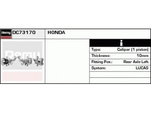 DELCO REMY DC73170 stabdžių apkaba 
 Dviratė transporto priemonės -> Stabdžių sistema -> Stabdžių apkaba / priedai
43013-S1A-E01, 43013-SEA-E01
