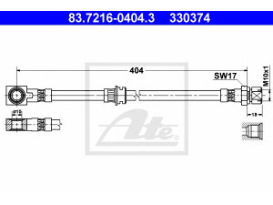 ATE 83.7216-0404.3 stabdžių žarnelė 
 Stabdžių sistema -> Stabdžių žarnelės
5 62 042, 90473314