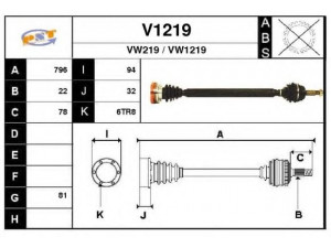 SNRA V1219 kardaninis velenas 
 Ratų pavara -> Kardaninis velenas
357407272E