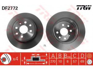 TRW DF2772 stabdžių diskas 
 Dviratė transporto priemonės -> Stabdžių sistema -> Stabdžių diskai / priedai
569117, 569209, 90512909, 90512909