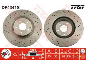 TRW DF4341S stabdžių diskas 
 Dviratė transporto priemonės -> Stabdžių sistema -> Stabdžių diskai / priedai
2034210912