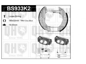 QUINTON HAZELL BS933K2 stabdžių rinkinys, būgniniai stabdžiai