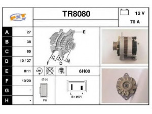 SNRA TR8080 kintamosios srovės generatorius 
 Elektros įranga -> Kint. sr. generatorius/dalys -> Kintamosios srovės generatorius