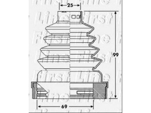FIRST LINE FCB6190 gofruotoji membrana, kardaninis velenas 
 Ratų pavara -> Gofruotoji membrana
7701209255