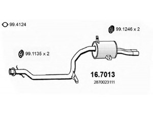 ASSO 16.7013 galinis duslintuvas 
 Išmetimo sistema -> Duslintuvas
2870023110, 2870023111