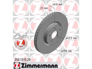 ZIMMERMANN 250.1372.20 stabdžių diskas 
 Dviratė transporto priemonės -> Stabdžių sistema -> Stabdžių diskai / priedai
1 770 767, 1 829 608, CV61-1125-FA