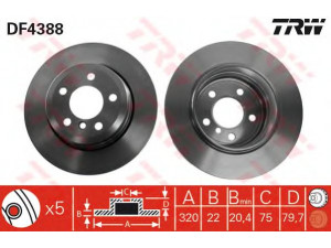 TRW DF4388 stabdžių diskas 
 Dviratė transporto priemonės -> Stabdžių sistema -> Stabdžių diskai / priedai
34213332217, 3413332217