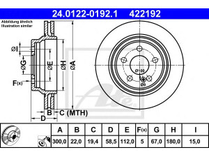 ATE 24.0122-0192.1 stabdžių diskas 
 Stabdžių sistema -> Diskinis stabdys -> Stabdžių diskas
220 423 02 12