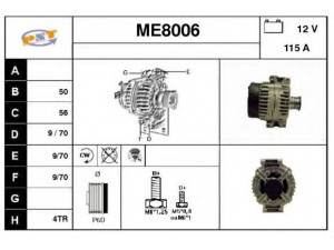 SNRA ME8006 kintamosios srovės generatorius 
 Elektros įranga -> Kint. sr. generatorius/dalys -> Kintamosios srovės generatorius
0101549602, 0111547802