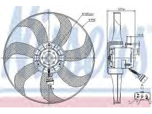 NISSENS 85725 ventiliatorius, radiatoriaus 
 Aušinimo sistema -> Oro aušinimas
1J0959455, 1J0959455B, 1J0959455E