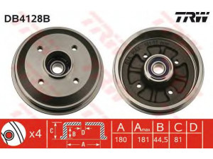 TRW DB4128B stabdžių būgnas 
 Stabdžių sistema -> Būgninis stabdys -> Stabdžių būgnas
424732, 9478267980, 424732