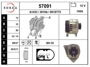 EAI 57091 kintamosios srovės generatorius 
 Elektros įranga -> Kint. sr. generatorius/dalys -> Kintamosios srovės generatorius
078903016AB, 078903016AC, 4Z7903015