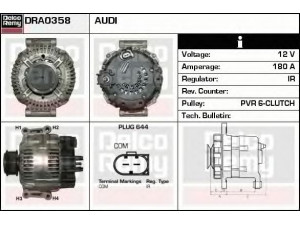 DELCO REMY DRA0358 kintamosios srovės generatorius 
 Elektros įranga -> Kint. sr. generatorius/dalys -> Kintamosios srovės generatorius
06E903016G, 06E903016K, 06E903016L