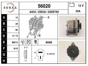 EAI 56020 kintamosios srovės generatorius 
 Elektros įranga -> Kint. sr. generatorius/dalys -> Kintamosios srovės generatorius
148018300, A1T31377