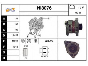 SNRA NI8076 kintamosios srovės generatorius 
 Elektros įranga -> Kint. sr. generatorius/dalys -> Kintamosios srovės generatorius
23100BU500, LR190747