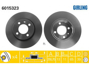 GIRLING 6015323 stabdžių diskas 
 Dviratė transporto priemonės -> Stabdžių sistema -> Stabdžių diskai / priedai
09199577, 357615301, 357615301