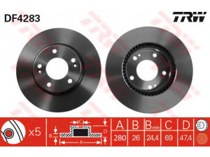 TRW DF4283 stabdžių diskas 
 Dviratė transporto priemonės -> Stabdžių sistema -> Stabdžių diskai / priedai
517122C000, 517122E300, 517123K050