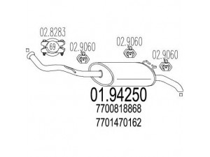 MTS 01.94250 galinis duslintuvas 
 Išmetimo sistema -> Duslintuvas
7700818868, 7700842934, 7701470162