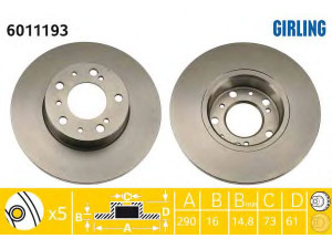 GIRLING 6011193 stabdžių diskas 
 Dviratė transporto priemonės -> Stabdžių sistema -> Stabdžių diskai / priedai
7538682, 7583682, ZF93500521, 71739638