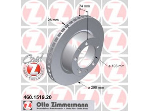 ZIMMERMANN 460.1519.20 stabdžių diskas 
 Stabdžių sistema -> Diskinis stabdys -> Stabdžių diskas
964 351 041 02