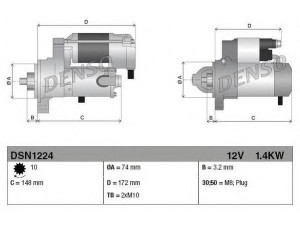 DENSO DSN1224 starteris 
 Elektros įranga -> Starterio sistema -> Starteris
28100-64340, 28100-64341