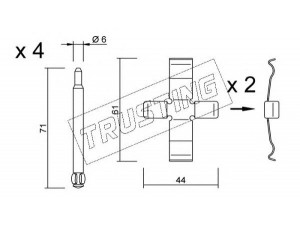 TRUSTING KIT.087 priedų komplektas, diskinių stabdžių trinkelės