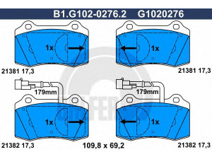 GALFER B1.G102-0276.2 stabdžių trinkelių rinkinys, diskinis stabdys 
 Techninės priežiūros dalys -> Papildomas remontas
5892740