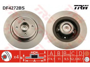 TRW DF4272BS stabdžių diskas 
 Dviratė transporto priemonės -> Stabdžių sistema -> Stabdžių diskai / priedai
7701206327, 7701206328