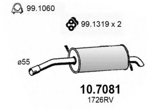 ASSO 10.7081 galinis duslintuvas 
 Išmetimo sistema -> Duslintuvas
1726RV, 1726XE, 1726XK, 1730NY