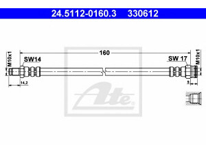 ATE 24.5112-0160.3 stabdžių žarnelė 
 Stabdžių sistema -> Stabdžių žarnelės
60800372, 7586907