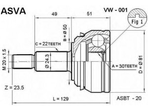 ASVA VW-001 jungčių komplektas, kardaninis velenas 
 Ratų pavara -> Sujungimai/komplektas
171407311, 171498000, 171498099