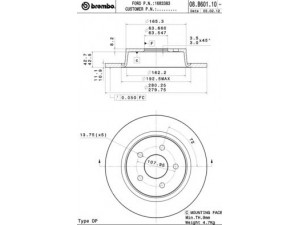 BREMBO 08.B601.10 stabdžių diskas 
 Stabdžių sistema -> Diskinis stabdys -> Stabdžių diskas
1683383, 1683384, AV612A315AA, AV612A315BA