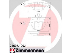 ZIMMERMANN 24697.190.1 stabdžių trinkelių rinkinys, diskinis stabdys 
 Techninės priežiūros dalys -> Papildomas remontas
3411 6 775 310, 3411 6 796 844