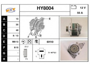 SNRA HY8004 kintamosios srovės generatorius 
 Elektros įranga -> Kint. sr. generatorius/dalys -> Kintamosios srovės generatorius
A1T01991, A1T40391, A1T40491, A1T40791