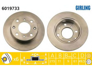 GIRLING 6019733 stabdžių diskas 
 Stabdžių sistema -> Diskinis stabdys -> Stabdžių diskas
45251SA0000, 45251SA0010, 45251SA0010HS