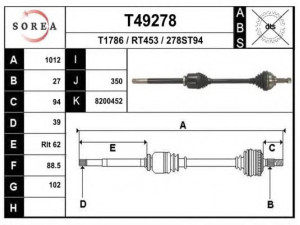 EAI T49278 kardaninis velenas 
 Ratų pavara -> Kardaninis velenas
8200452268