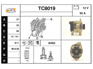 SNRA TC8019 kintamosios srovės generatorius 
 Elektros įranga -> Kint. sr. generatorius/dalys -> Kintamosios srovės generatorius
A3TA0591, A4T02893, A4T02893B, A4TA0891