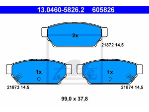 ATE 13.0460-5826.2 stabdžių trinkelių rinkinys, diskinis stabdys 
 Techninės priežiūros dalys -> Papildomas remontas
MB928314, MR205377, MR389569, MZ690343