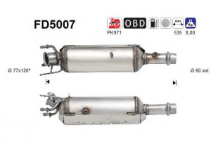 AS FD5007 suodžių / kietųjų dalelių filtras, išmetimo sistema 
 Išmetimo sistema -> Suodžių/dalelių filtras
1731FV, 1731YJ, 174006