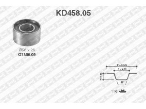 SNR KD458.05 paskirstymo diržo komplektas 
 Techninės priežiūros dalys -> Papildomas remontas
4385583, 4386575, 4386575