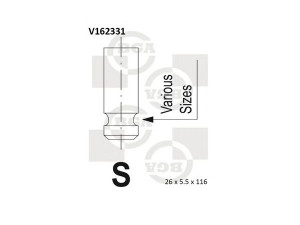 BGA V162331 išleidimo vožtuvas 
 Variklis -> Variklio uždegimo laiko reguliavimo kontrolė -> Vožtuvų eilė -> Vožtuvai/dalys
14721-P08000, 14721-P20000