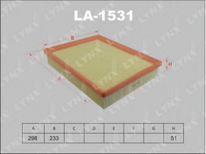 LYNXauto LA-1531 oro filtras 
 Techninės priežiūros dalys -> Techninės priežiūros intervalai
08 35 529, 58 35 142, 835529, 12786553