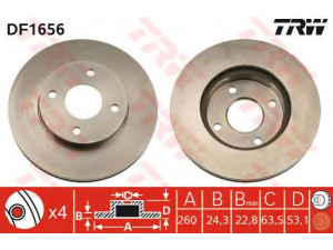 TRW DF1656 stabdžių diskas 
 Dviratė transporto priemonės -> Stabdžių sistema -> Stabdžių diskai / priedai
1644831, 5022664, V85BX1125AC, 5022664