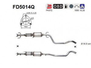 AS FD5014Q suodžių / kietųjų dalelių filtras, išmetimo sistema 
 Išmetimo sistema -> Suodžių/dalelių filtras
55352160, 5850140, 850106