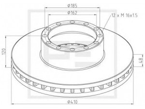 PE Automotive 466.101-00A stabdžių diskas
0.8016.2100, 80162100