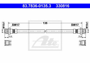 ATE 83.7836-0135.3 stabdžių žarnelė 
 Stabdžių sistema -> Stabdžių žarnelės
1H0 611 775, 1H0 611 775
