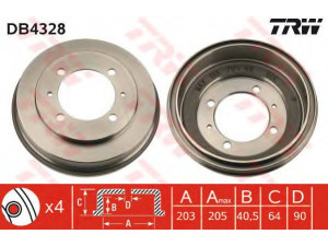 TRW DB4328 stabdžių būgnas 
 Stabdžių sistema -> Būgninis stabdys -> Stabdžių būgnas
MR205575